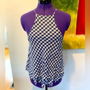 American Eagle Women’s Apron Shape Tank with Frayed Trim and Strappy Back